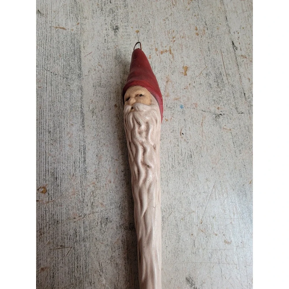 Vintage sickle Santa Claus ceramic long ornament Xmas unique home decor